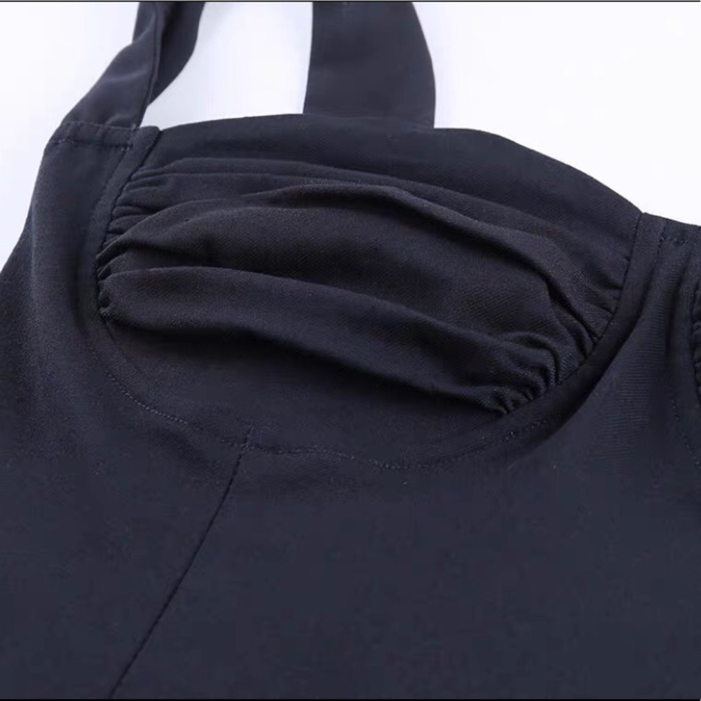 Sexy Knotted Shoulder Spaghetti Strap Party Dress (Black) - Picture 7 of 10